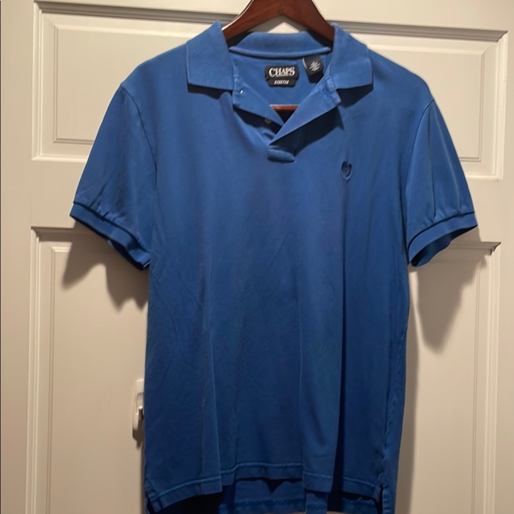 Chaps Blue Men’s M Polo Shirt with Ribbed Cuffs and Relaxed Fit